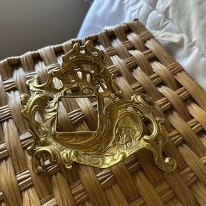 Vintage Victorian Art Nouveau Solid Brass Inkwell Stand